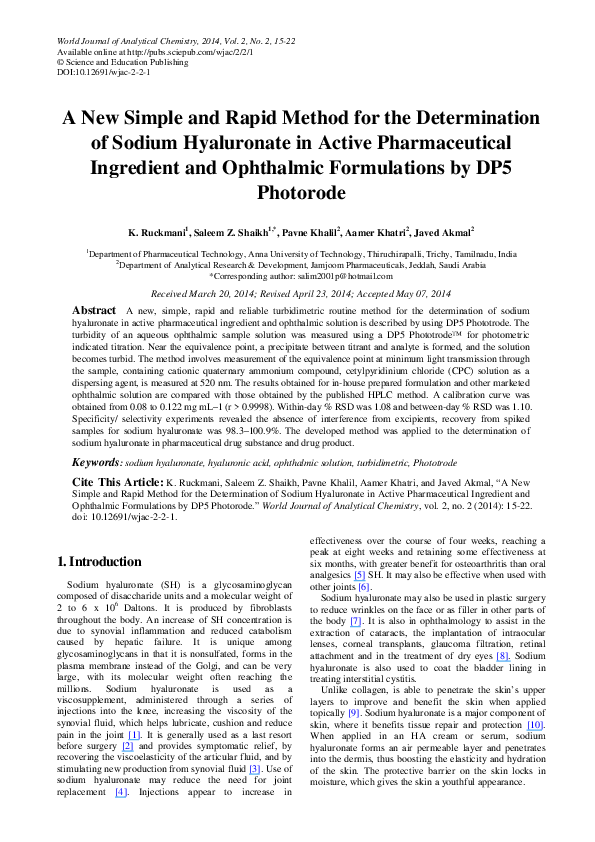 (PDF) A New Simple and Rapid Method for the Determination of Sodium ...