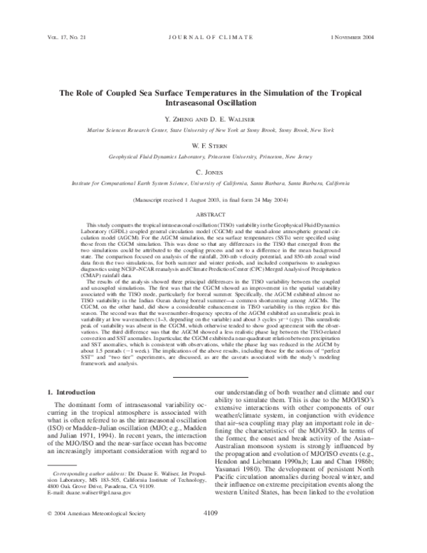 (PDF) The Role of Coupled Sea Surface Temperatures in the Simulation of ...