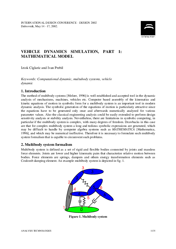 (PDF) VEHICLE DYNAMICS SIMULATION, PART 1 MATHEMATICAL MODEL akash gupta Academia.edu