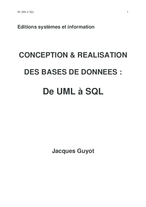 PDF) Editions systèmes et information De UML à SQL