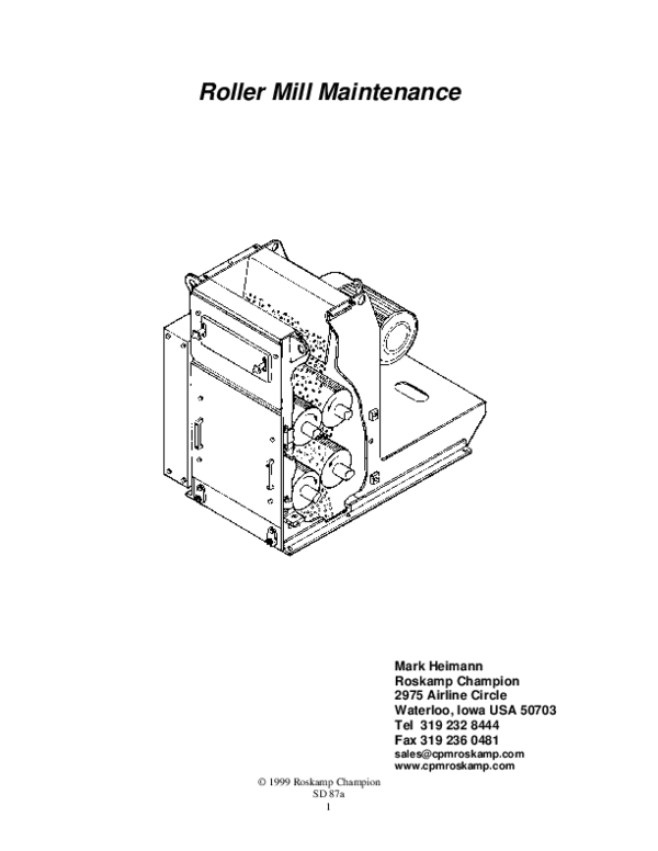 (PDF) Roller Mill Maintenance Yola Putri Andinisiwi Academia.edu