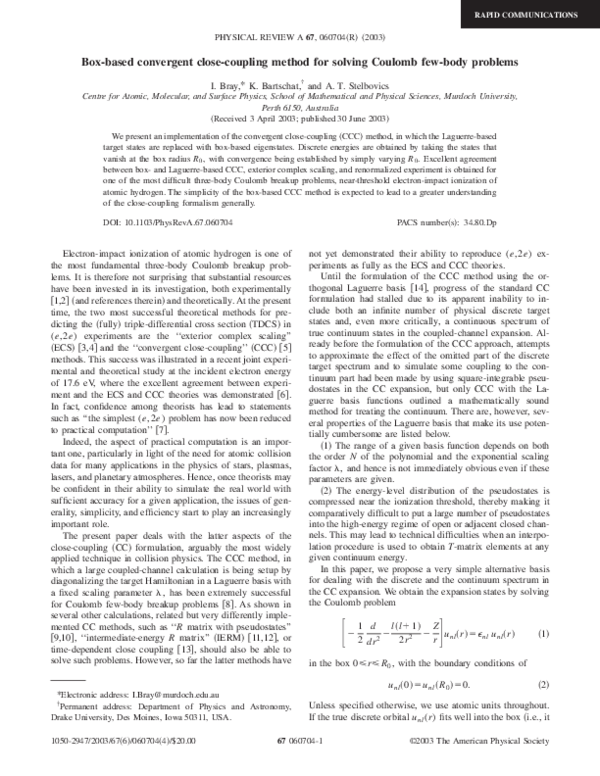 (PDF) Box-based convergent close-coupling method for solving Coulomb ...