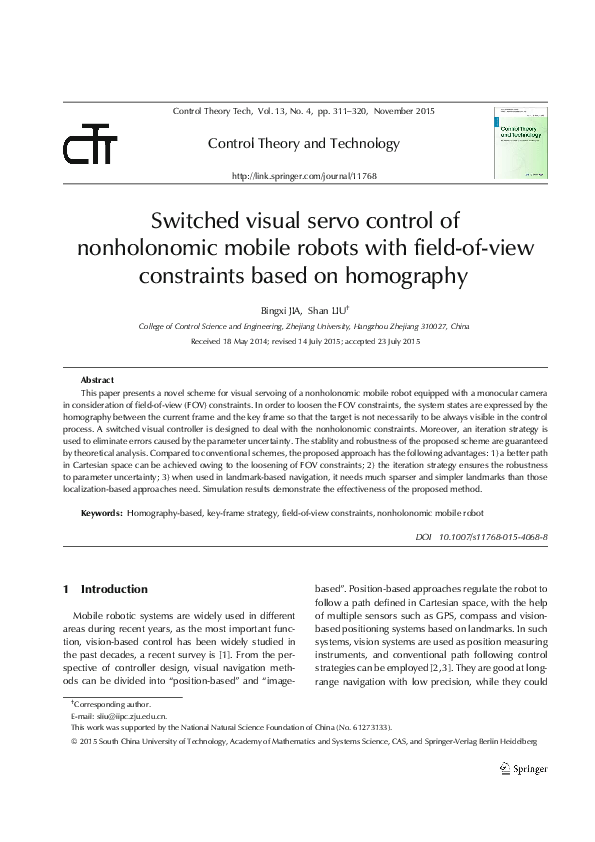 (PDF) Switched visual servo control of nonholonomic mobile robots with ...