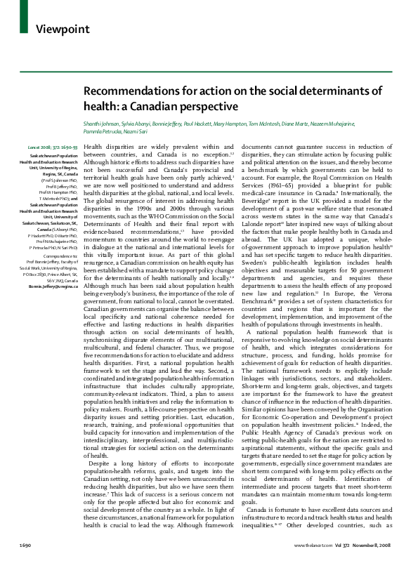 (PDF) Recommendations for action on the social determinants of health ...