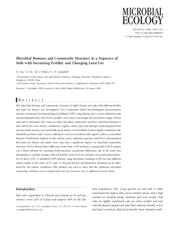(PDF) Microbial Biomass and Community Structure in a Sequence of Soils ...