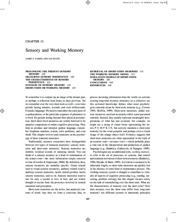 (PDF) Sensory and Working Memory