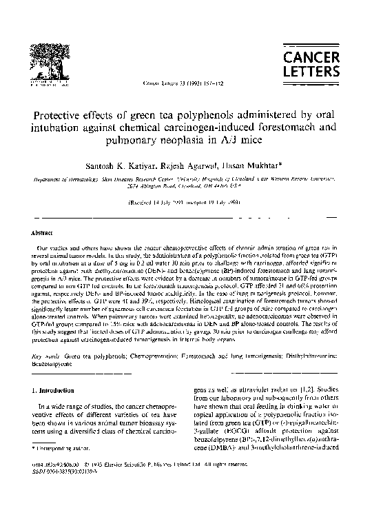 (PDF) Protective effects of green tea polyphenols administered by oral ...