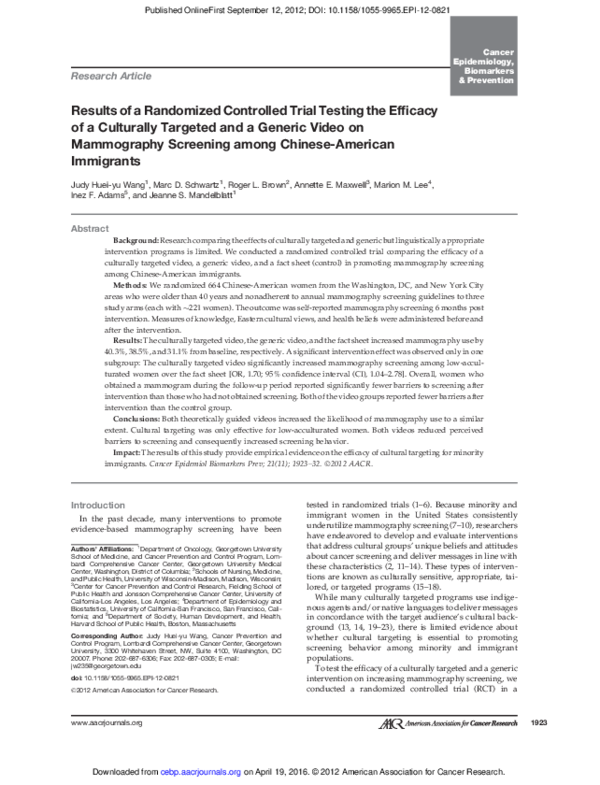 (PDF) Results of a Randomized Controlled Trial Testing the Efficacy of ...
