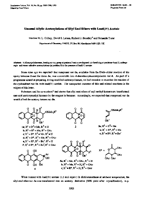 (PDF) Unusual allylic acetoxylations of silyl enol ethers with lead(IV