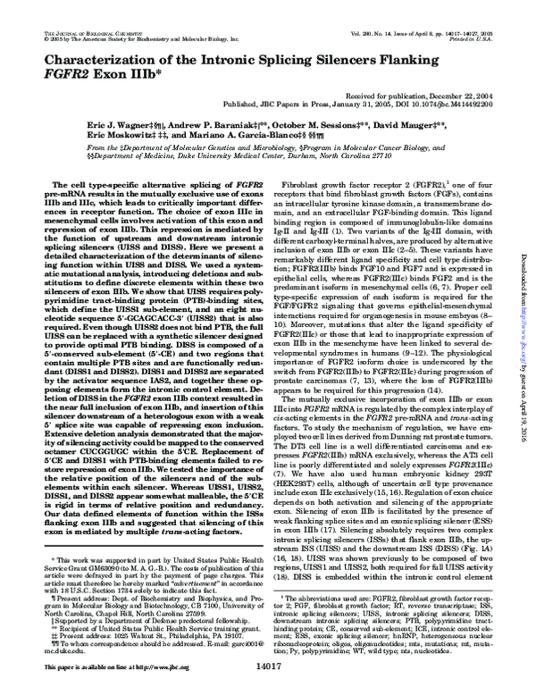 (PDF) Characterization of the Intronic Splicing Silencers Flanking ...