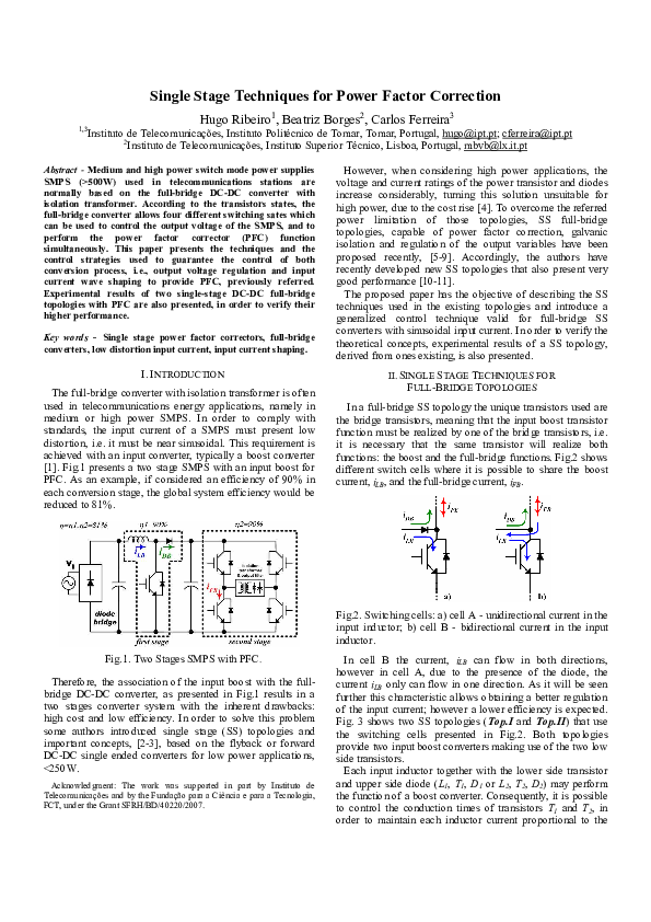 (PDF) Single Stage Techniques for Power Factor Correction
