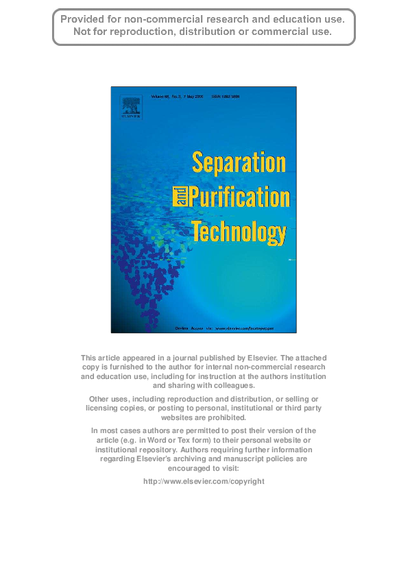 (PDF) Purification of vanillin by a molecular imprinting polymer