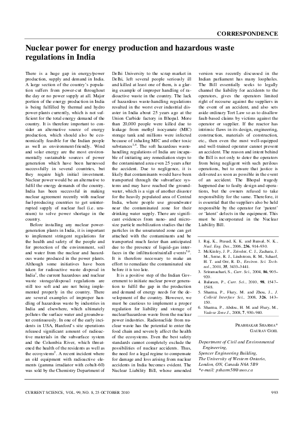 (PDF) Nuclear power for energy production and hazardous waste