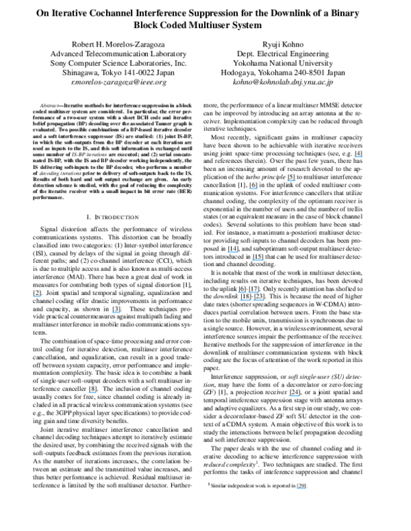 (PDF) Iterative Cochannel Interference Suppression for the Downlink of ...