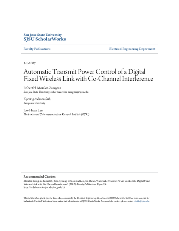 (PDF) Automatic Transmit Power Control of a Digital Fixed Wireless Link ...