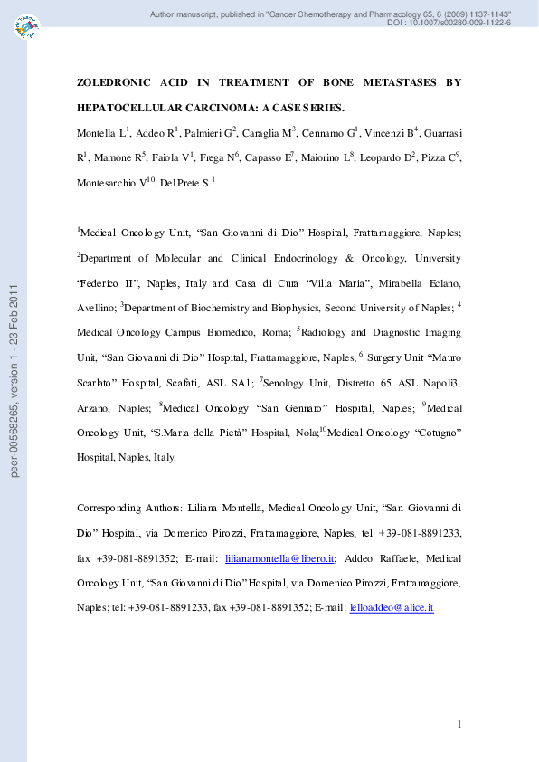 (PDF) Zoledronic acid in the treatment of bone metastases by ...