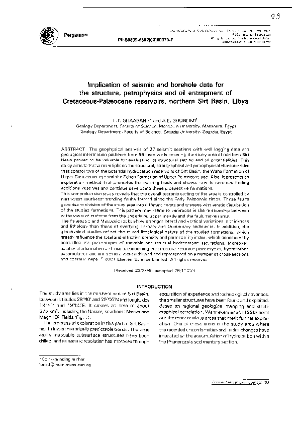 (PDF) Implication of seismic and borehole data for the structure ...