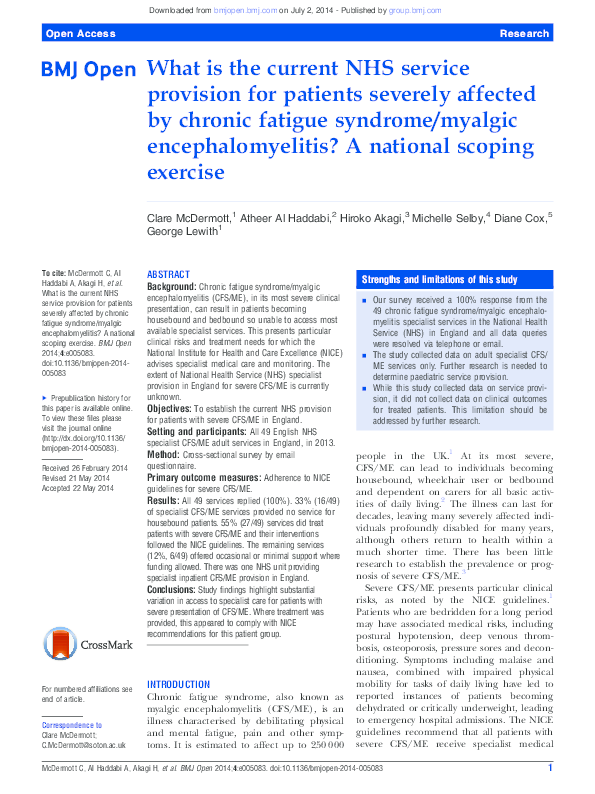 (PDF) What is the current NHS service provision for patients severely ...