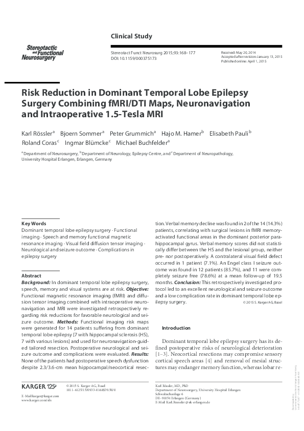 (PDF) Risk Reduction in Dominant Temporal Lobe Epilepsy Surgery ...
