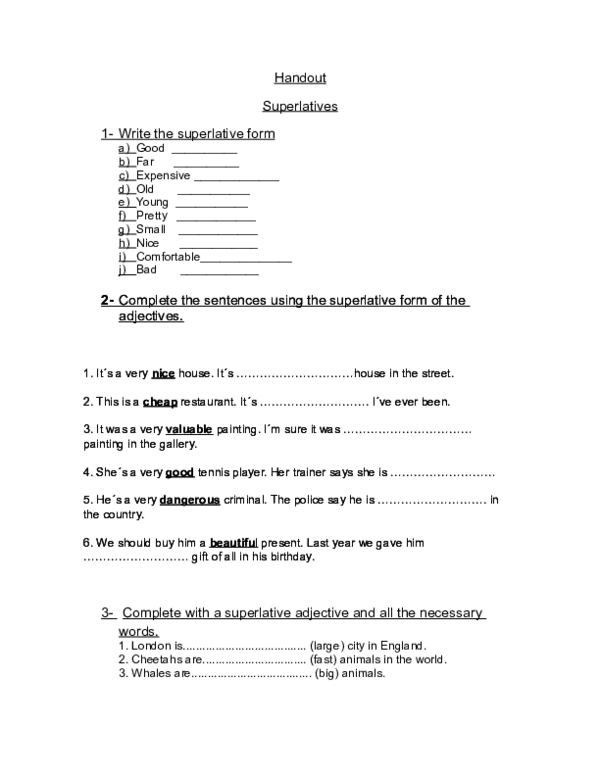 (DOC) Handout Superlatives macarena villarroel hernandez Academia.edu