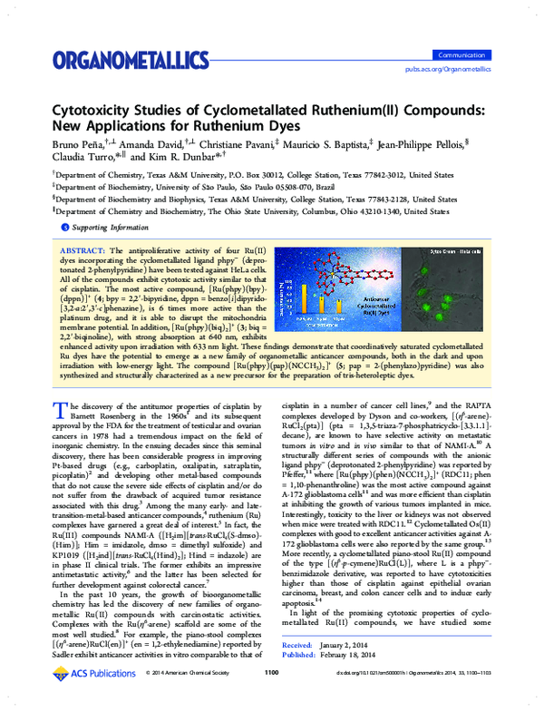 (PDF) Cytotoxicity Studies of Cyclometallated Ruthenium(II) Compounds ...