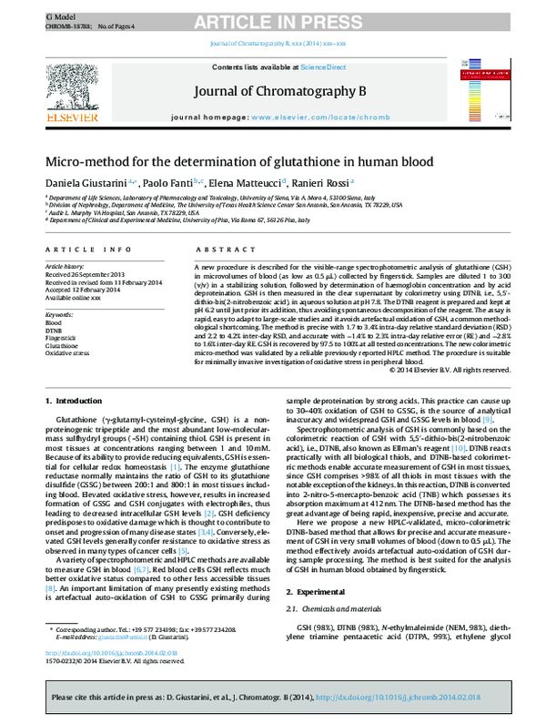 (PDF) Micro-method for the determination of glutathione in human blood