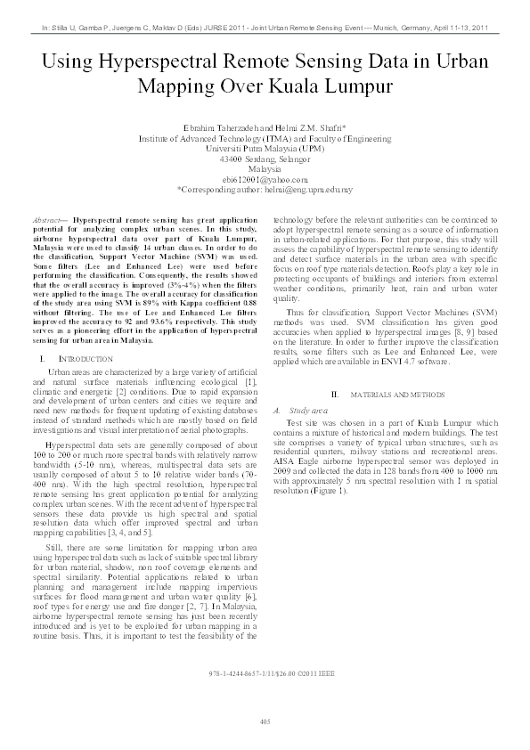 (PDF) Using hyperspectral remote sensing data in urban mapping over ...