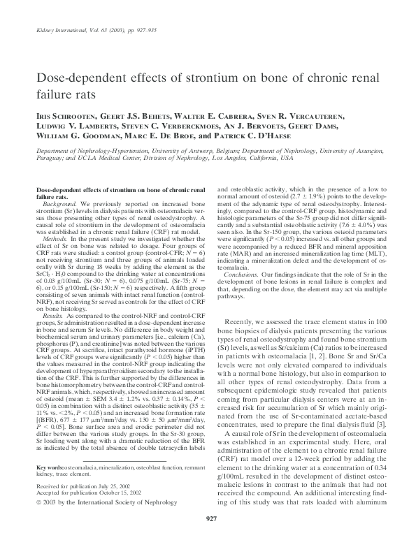 (PDF) Dose-dependent effects of strontium on bone of chronic renal ...