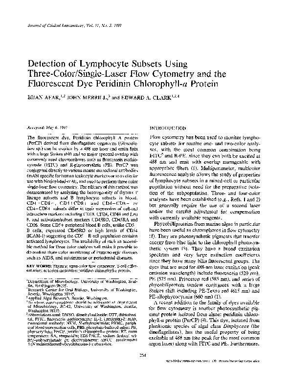 (PDF) Detection of lymphocyte subsets using three-color/single-laser ...