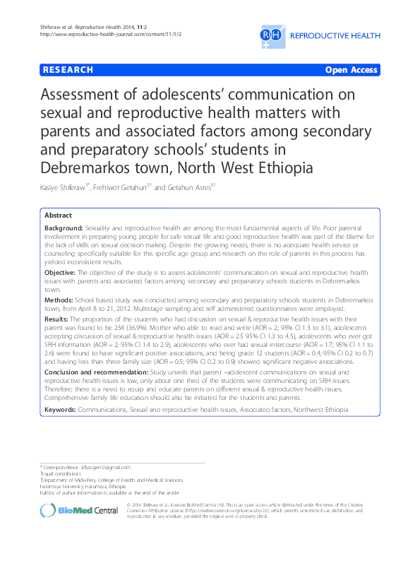(PDF) Assessment of adolescents’ communication on sexual and ...