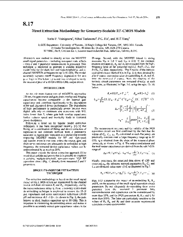 (PDF) Direct extraction methodology for geometry-scalable RF-CMOS models