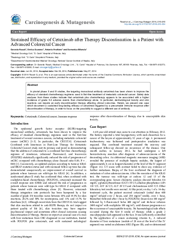(PDF) Sustained Efficacy of Cetuximab after Therapy Discontinuation in ...