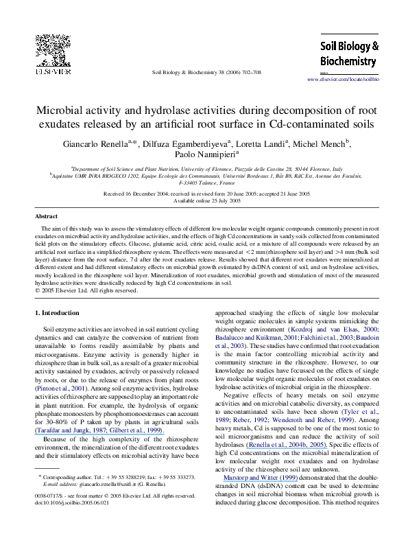 (PDF) Microbial activity and hydrolase activities during
