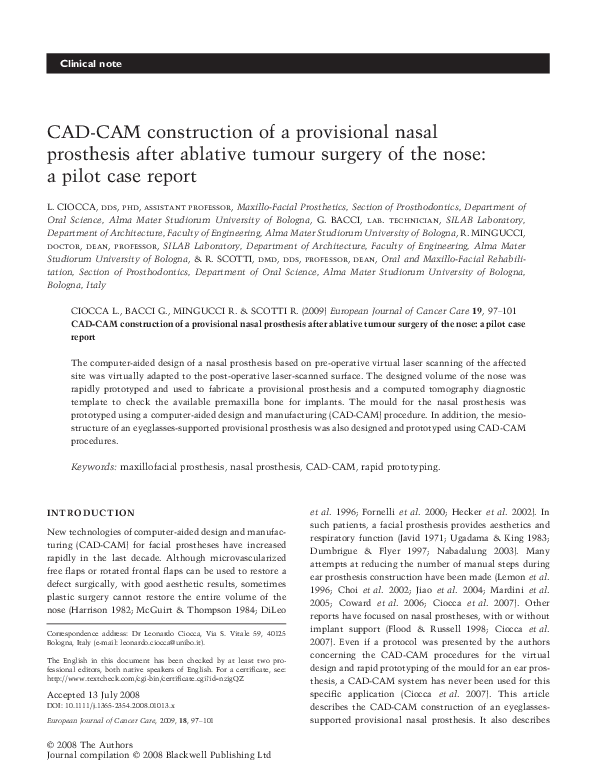 (PDF) CAD-CAM construction of a provisional nasal prosthesis after ...
