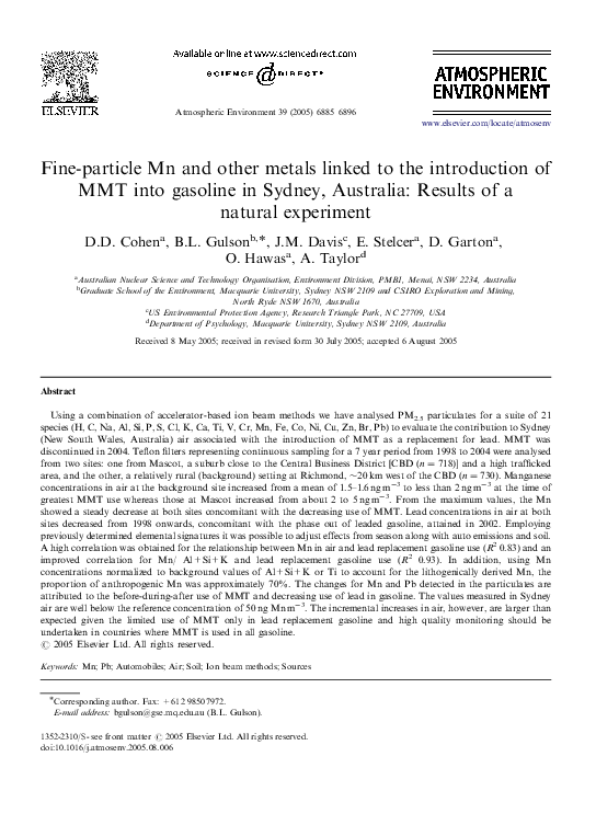 (PDF) Fine-particle Mn and other metals linked to the introduction of ...