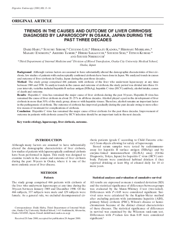 (PDF) TRENDS IN THE CAUSES AND OUTCOME OF LIVER CIRRHOSIS DIAGNOSED BY ...