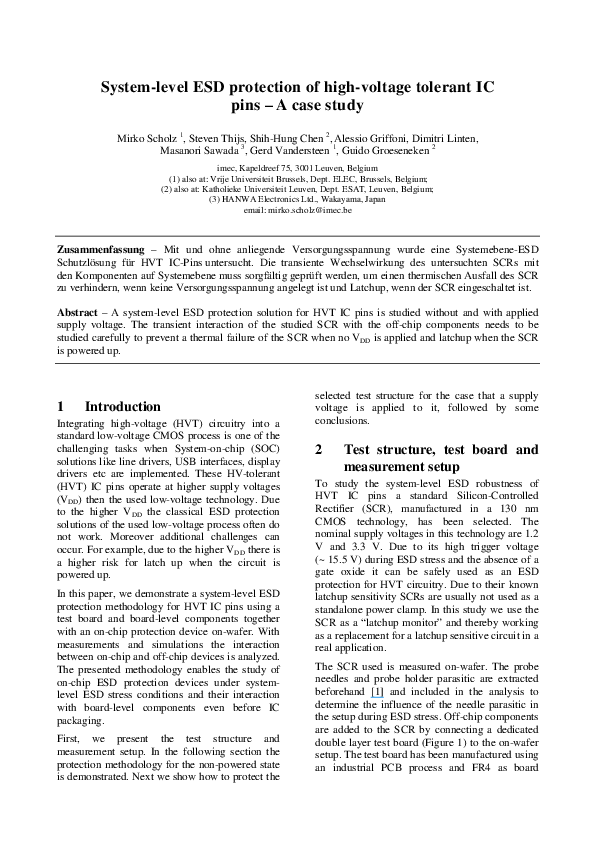 (PDF) Systemlevel ESD protection of highvoltage tolerant IC pinsA