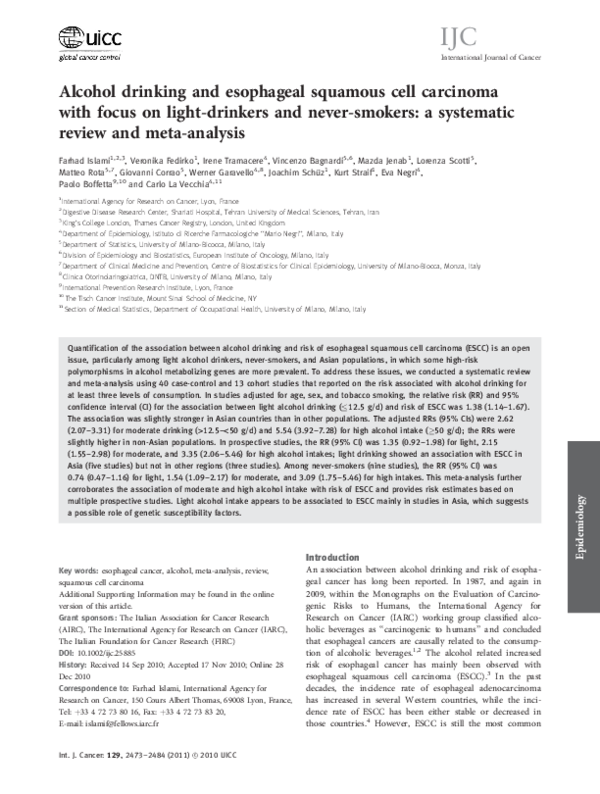 (PDF) Alcohol drinking and esophageal squamous cell carcinoma with ...