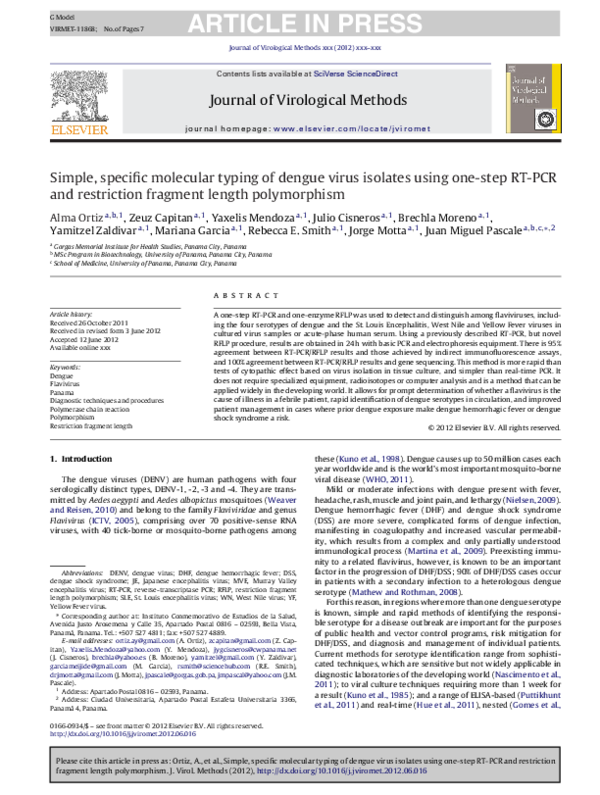 (PDF) Simple, specific molecular typing of dengue virus isolates using ...
