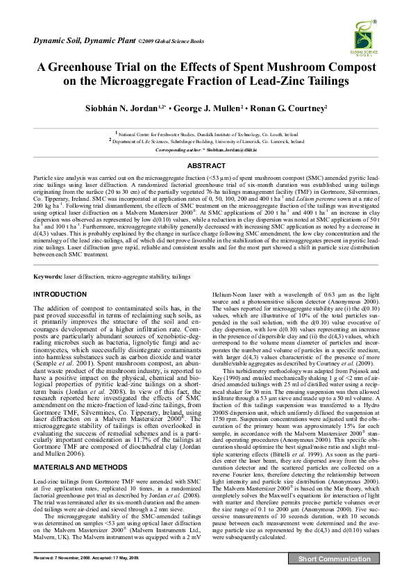(PDF) A Greenhouse Trial on the Effects of Spent Mushroom Compost on ...