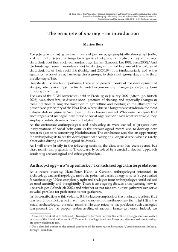 (PDF) The principle of sharing – an introduction