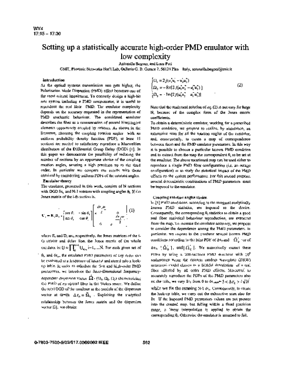 (PDF) Setting up a statistically accurate high-order PMD emulator with ...