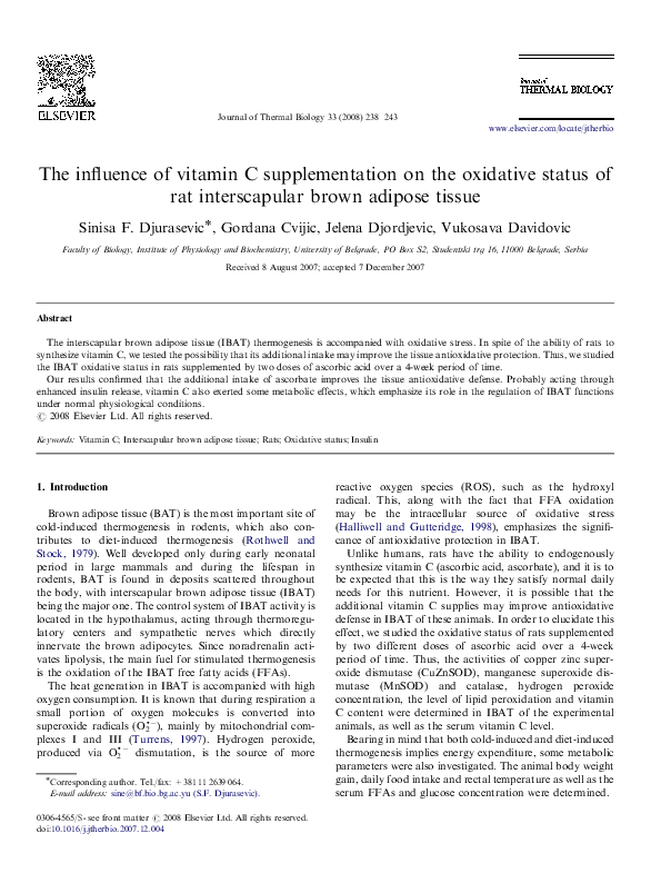 (PDF) The influence of vitamin C supplementation on the oxidative ...