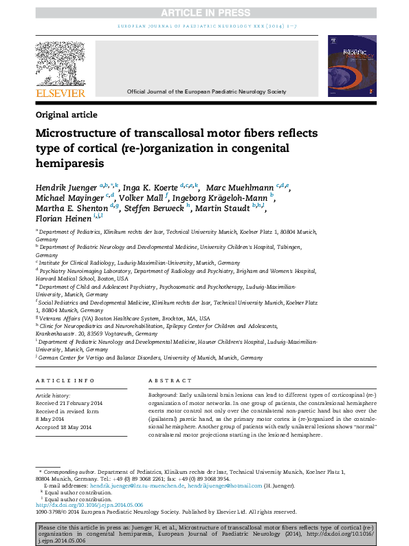 (PDF) Microstructure of transcallosal motor fibers reflects type of ...