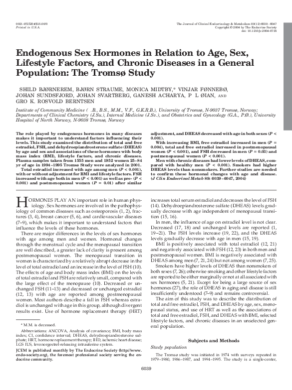 (PDF) Endogenous Sex Hormones in Relation to Age, Sex, Lifestyle ...