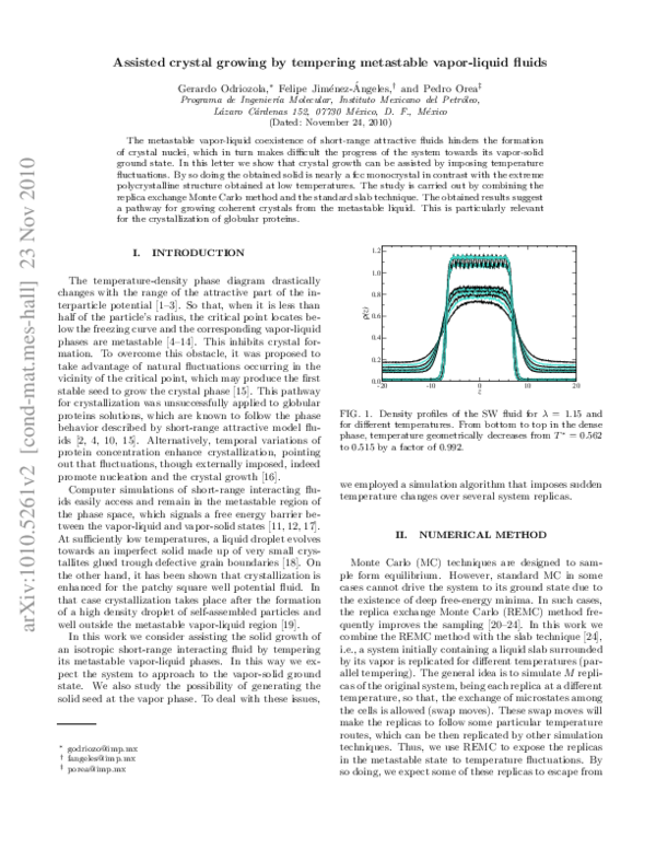 (PDF) Assisted crystal growing by tempering metastable vapor–liquid fluids