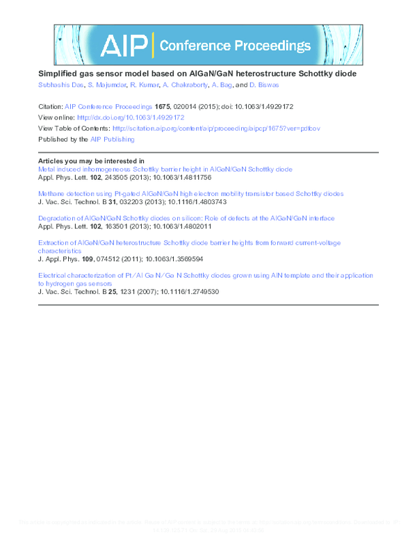 (PDF) Simplified gas sensor model based on AlGaN/GaN heterostructure ...