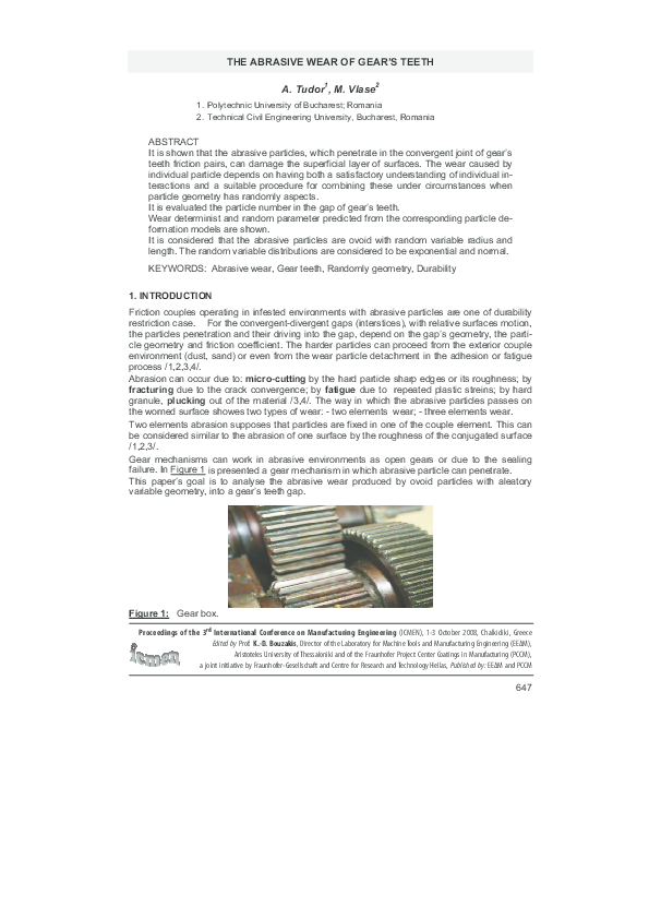 (PDF) The Abrasive Wear of Gear's Teeth Andrei Tudor Academia.edu