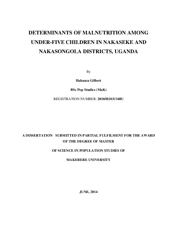 (PDF) DETERMINANTS OF MALNUTRITION AMONG UNDER-FIVE CHILDREN IN ...