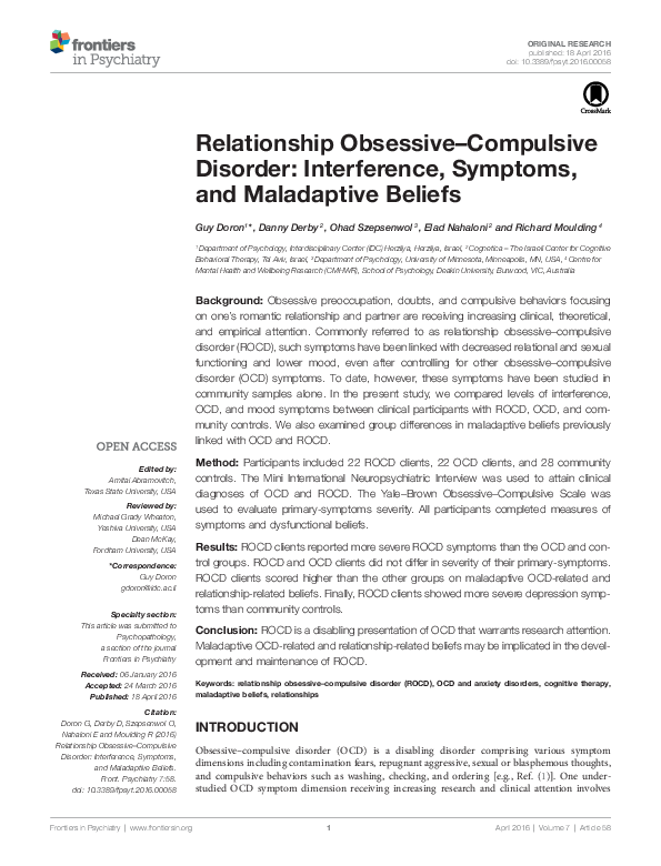 (PDF) Relationship Obsessive–compulsive Disorder: interference ...